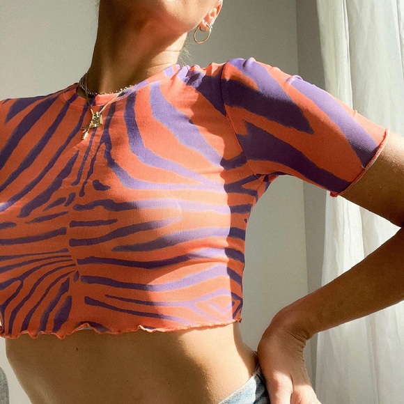 AFRM ORANGE ZEBRA TOP - Picture 4 of 6